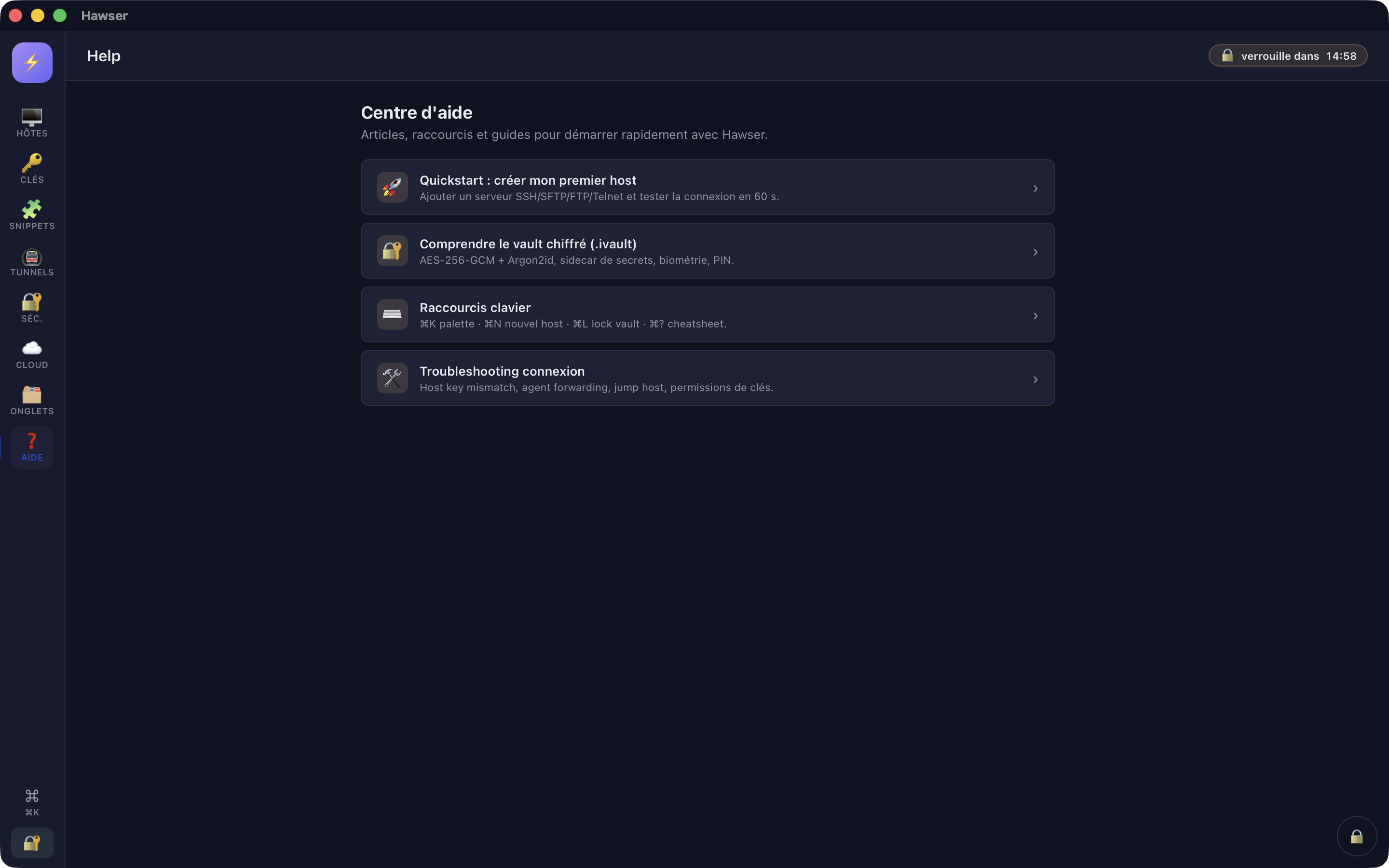 ILYGO Hawser in-app help